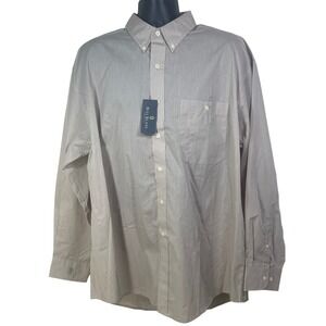 Bill Blass Premium Mens Long Sleeve Button Down Shirt Tan Khaki Large XL